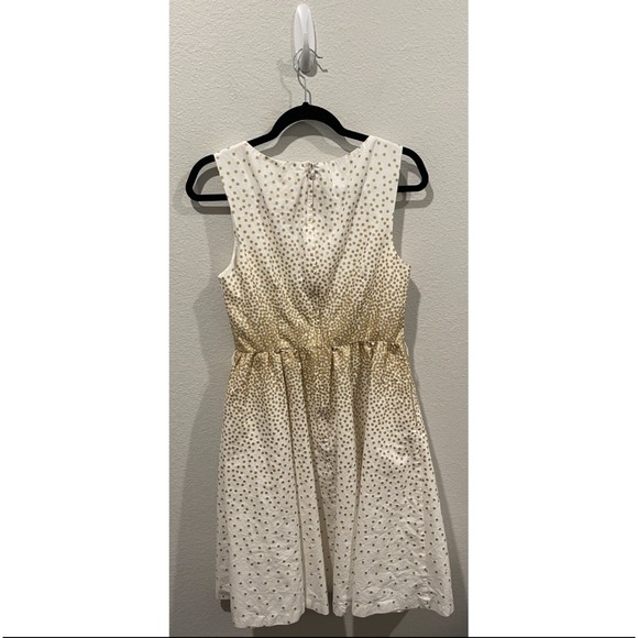 MODCLOTH Spellbinding Gold Polka Dots Antique White Sleeveless Mini Dress - Picture 4 of 5